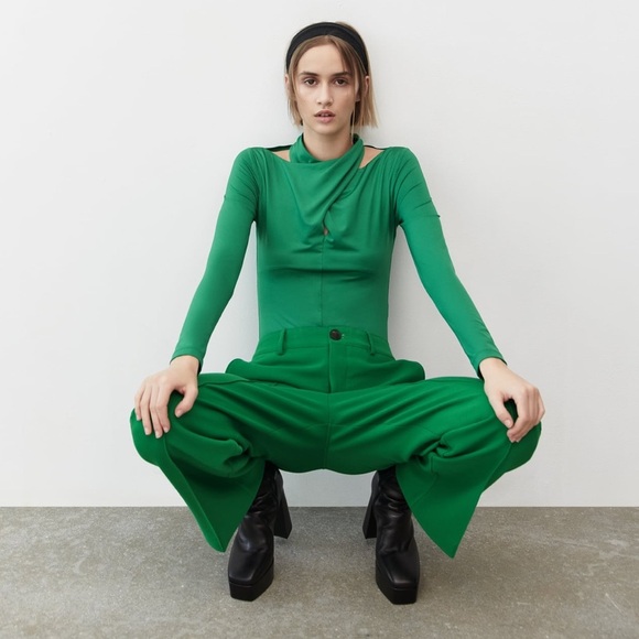 NWT ZARA HIGH WAISTED CROPPED STRAIGHT LEG PANTS - Picture 9 of 9